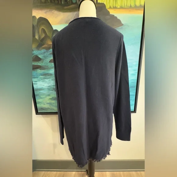 J. Jill Blue Fringe-Hem Relaxed Tunic Top - Picture 3 of 8